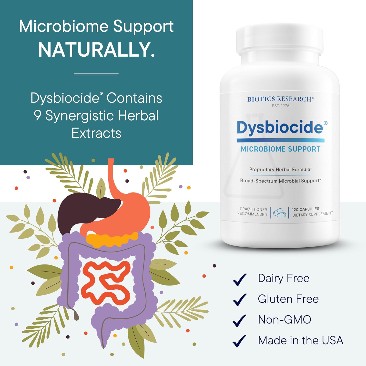 Dysbiocide 120 Capsules - Biotics