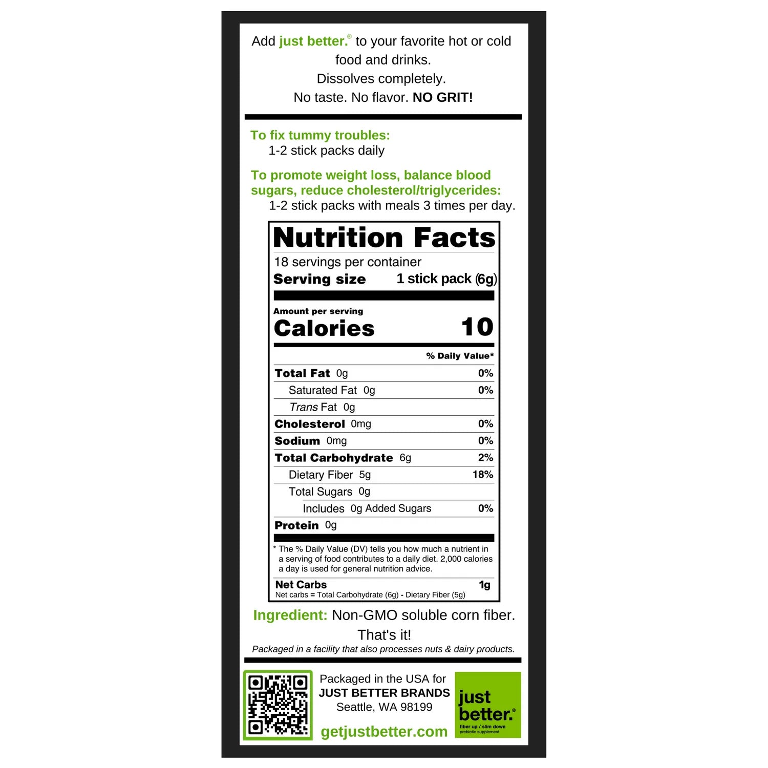 Just Better - prebiotic supplement
